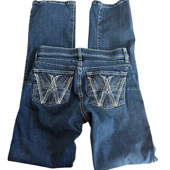 Wrangler Q Baby Women's 3/4 x 36 Dark Wash Blue Boot Cut Jeans - Picture 3 of 6